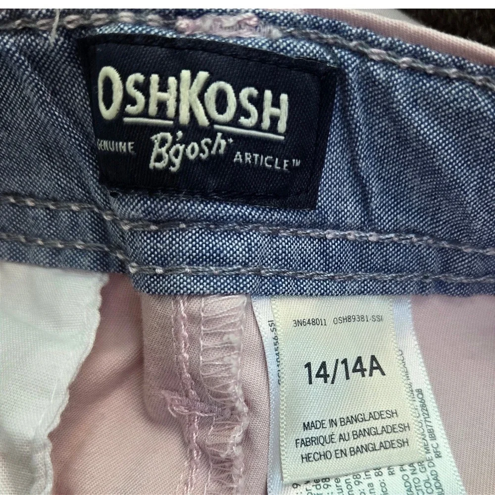 OshKosh Bgosh Boys Light Pink Twill Flat Front Preppy Chino Shorts 14 NEW Summer